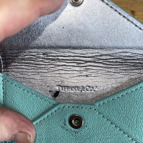 TIFFANY & Co. Business Card Holder Leather Envelope Style Tiffany Blue - Picture 5 of 9